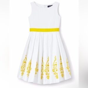 Lands’ End Girls Plus Broderie Anglaise Woven Dress in White and Yellow 16+NWT